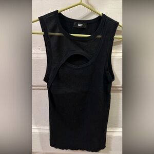 NWOT DKNY Black Sleeveless Top with transparent section